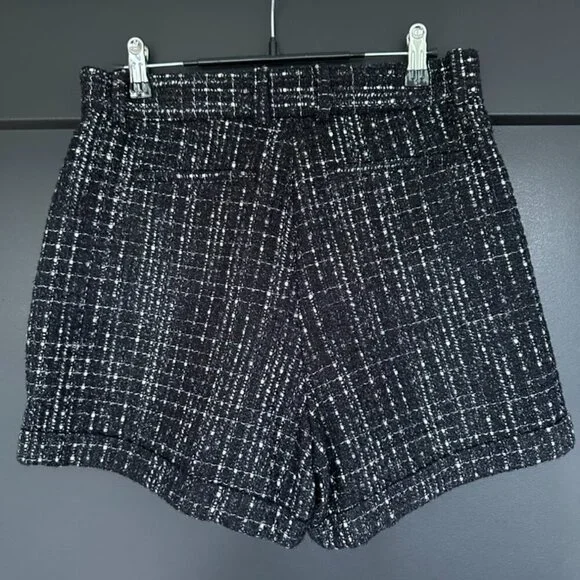 NWT | The Kooples | Black High Waist Shorts with Silver Metallic Thread - Picture 8 of 12